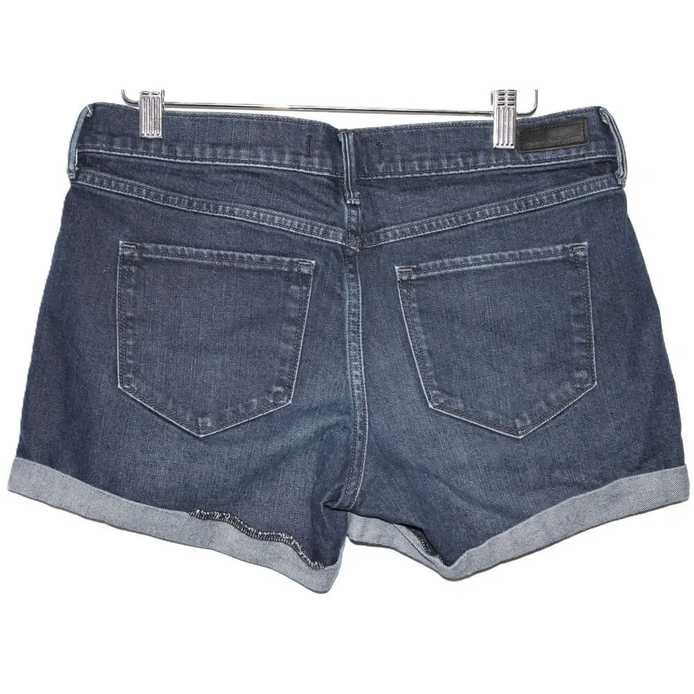 Womens Abercrombie & Fitch Blue Denim Distressed Mid Rise Jean Shorts Size 27 4